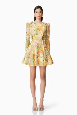 Aella A-Line Mini Dress in Yellow