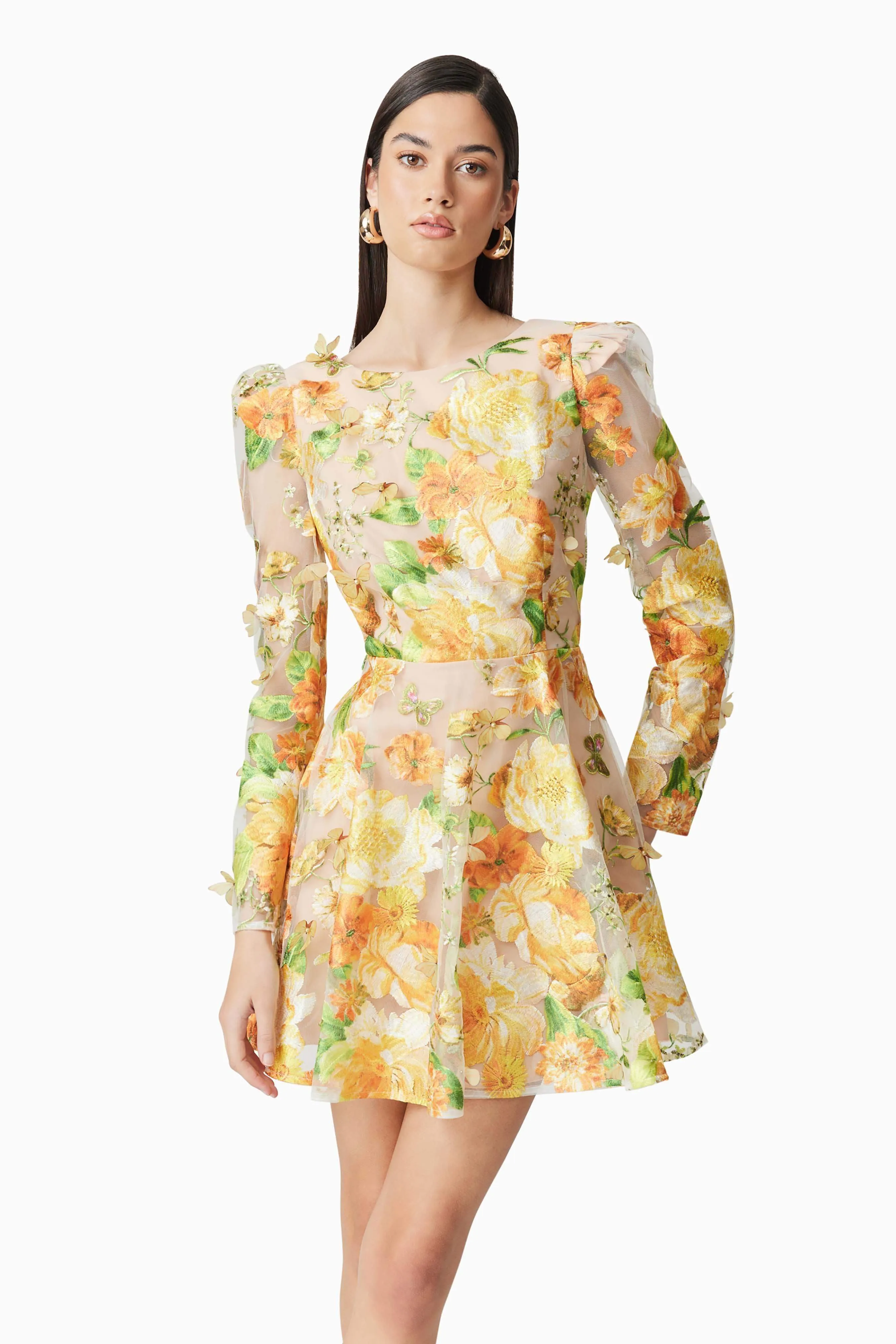 Aella A-Line Mini Dress in Yellow
