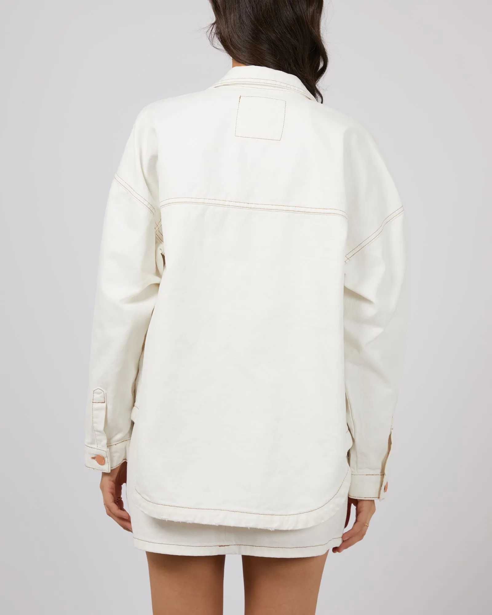 All About Eve Coco Denim Shacket Vintage White