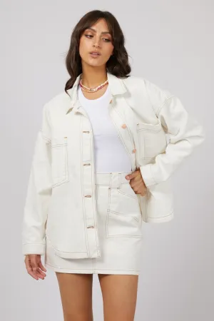 All About Eve Coco Denim Shacket Vintage White