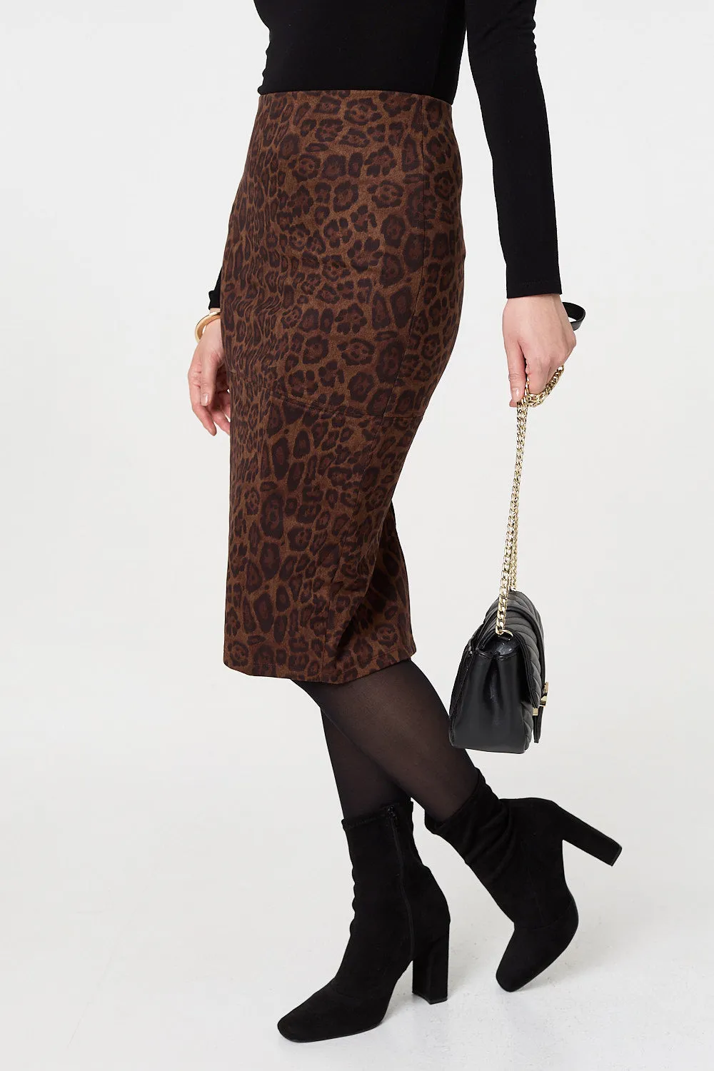 Animal Print Knee Length Pencil Skirt