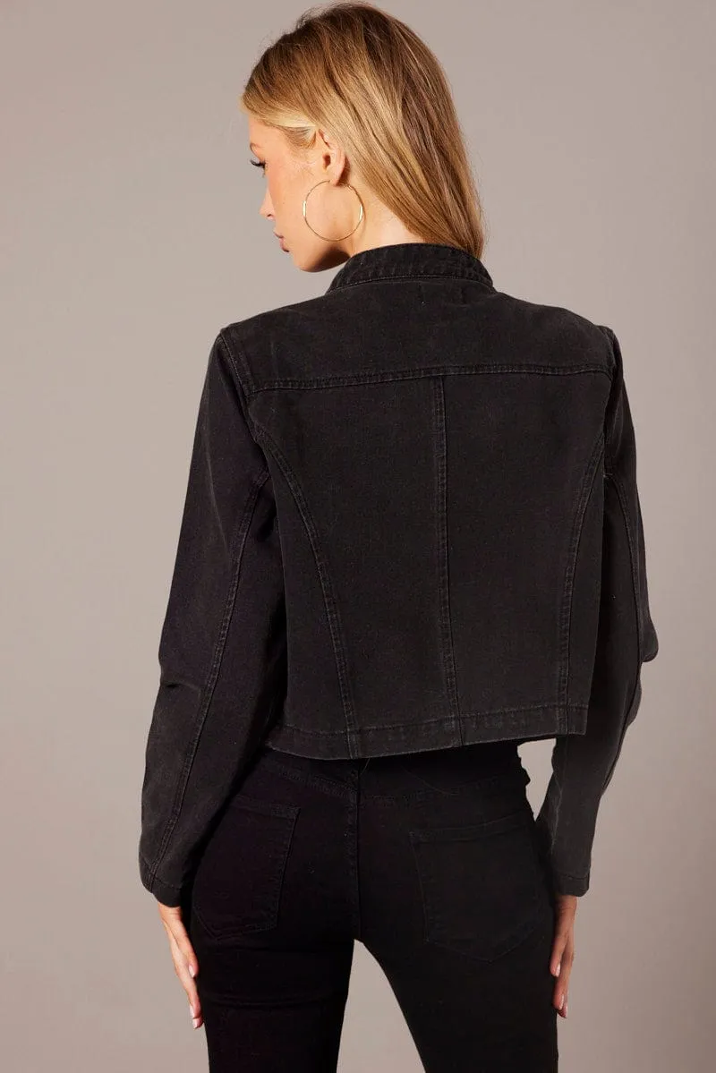 Black Denim Jacket Long Sleeve