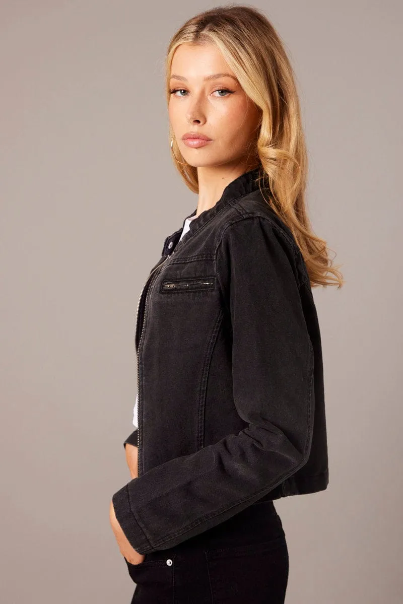 Black Denim Jacket Long Sleeve
