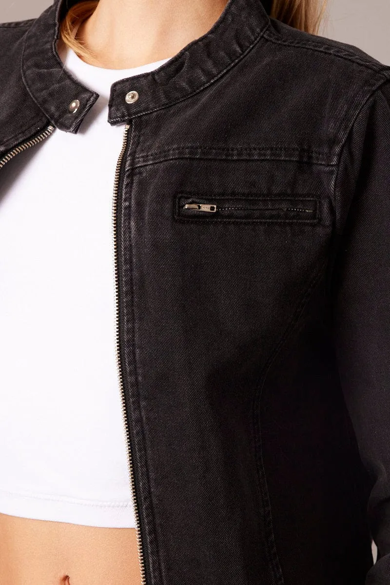 Black Denim Jacket Long Sleeve
