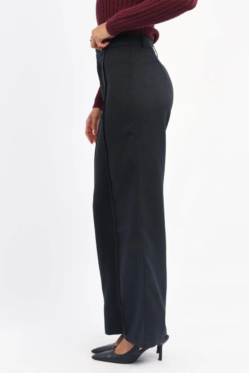 Black Smart Pants High Rise