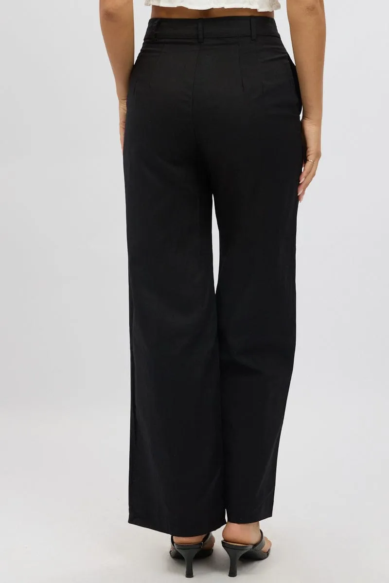 Black Tailored Pants Wide Leg