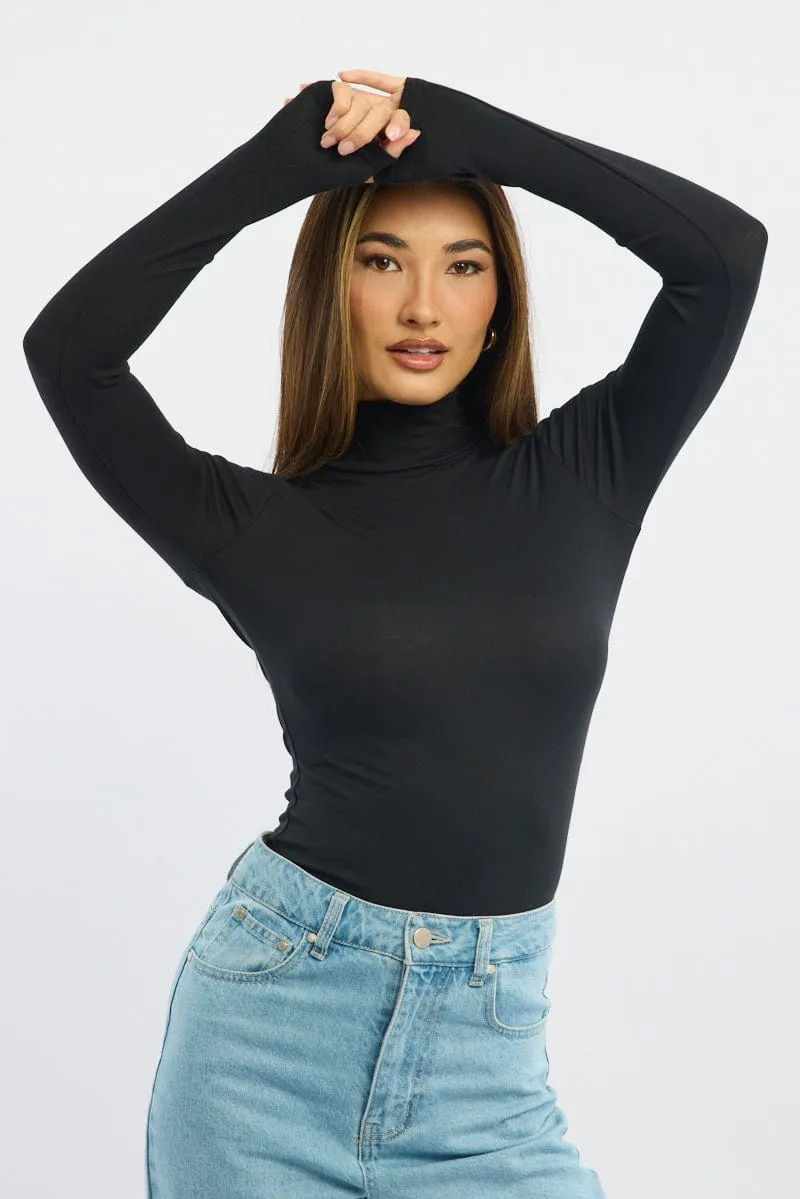 Black Turtleneck Top Long Sleeve