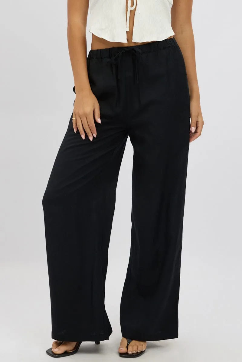 Black Wide Leg Pants Elasticated Waist