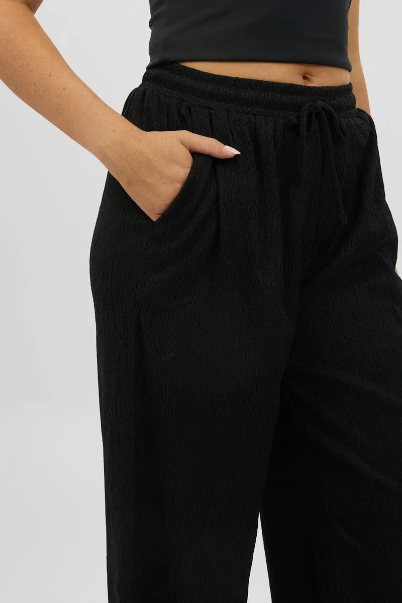Black Wide Leg Pants Elasticated Waist