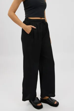 Black Wide Leg Pants Elasticated Waist