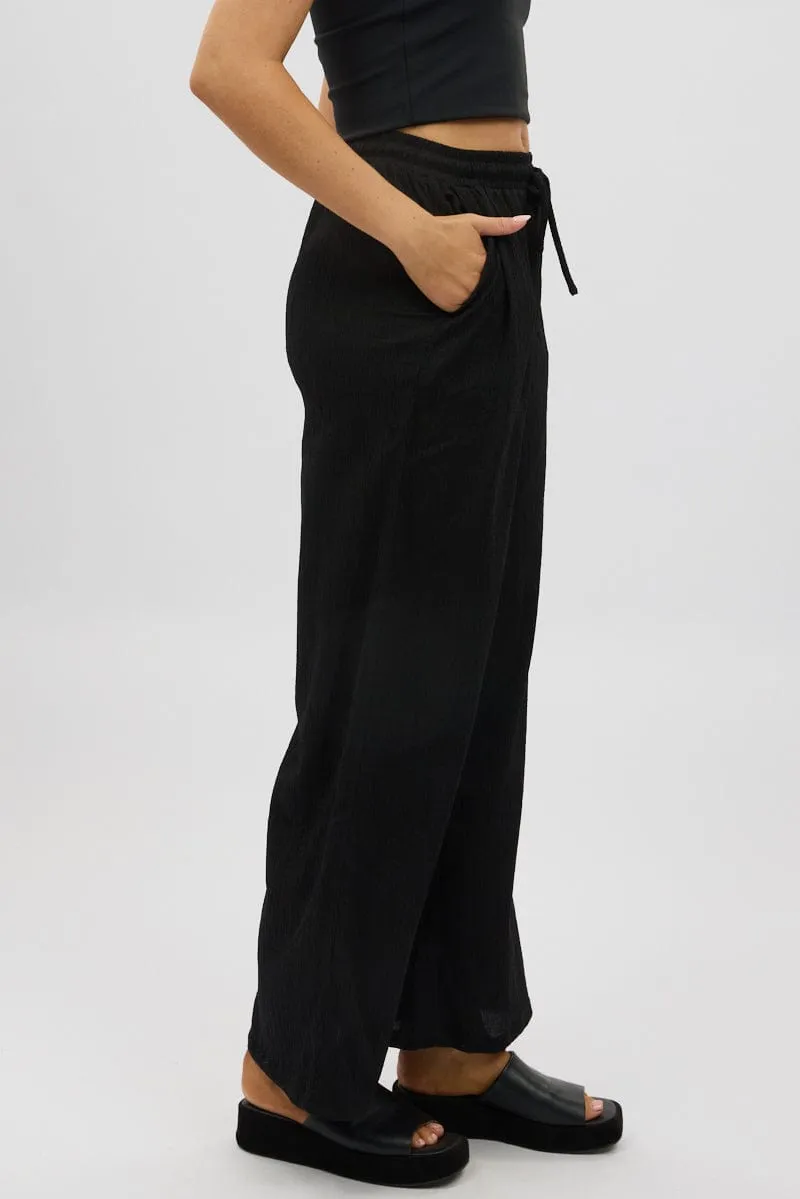 Black Wide Leg Pants Elasticated Waist