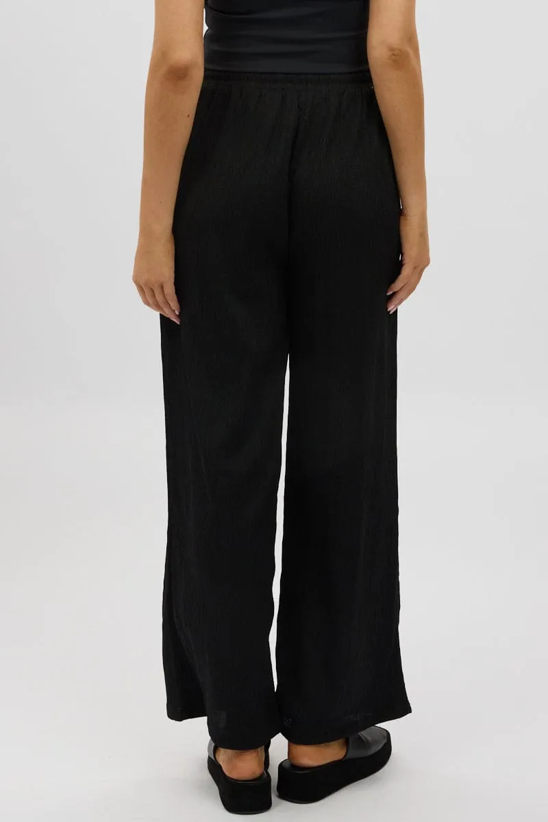 Black Wide Leg Pants Elasticated Waist
