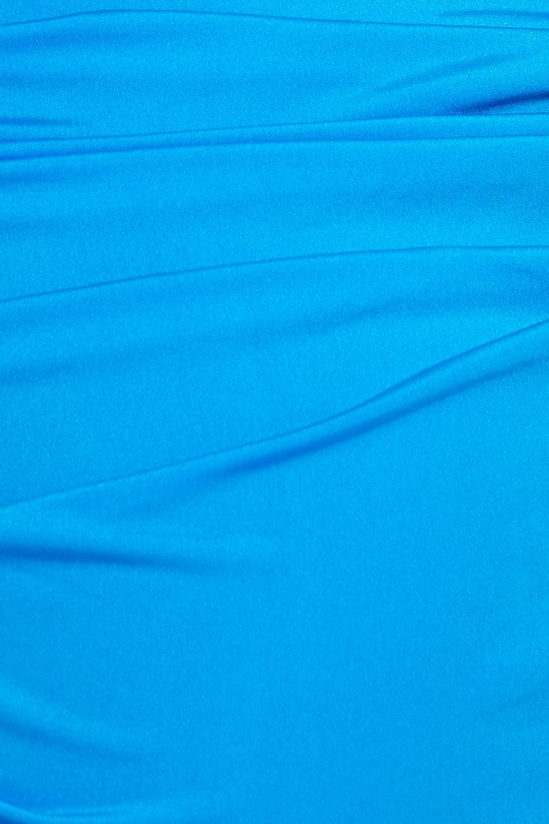 Blue Mini Dress One Shoulder Slinky Cut Out With Detail