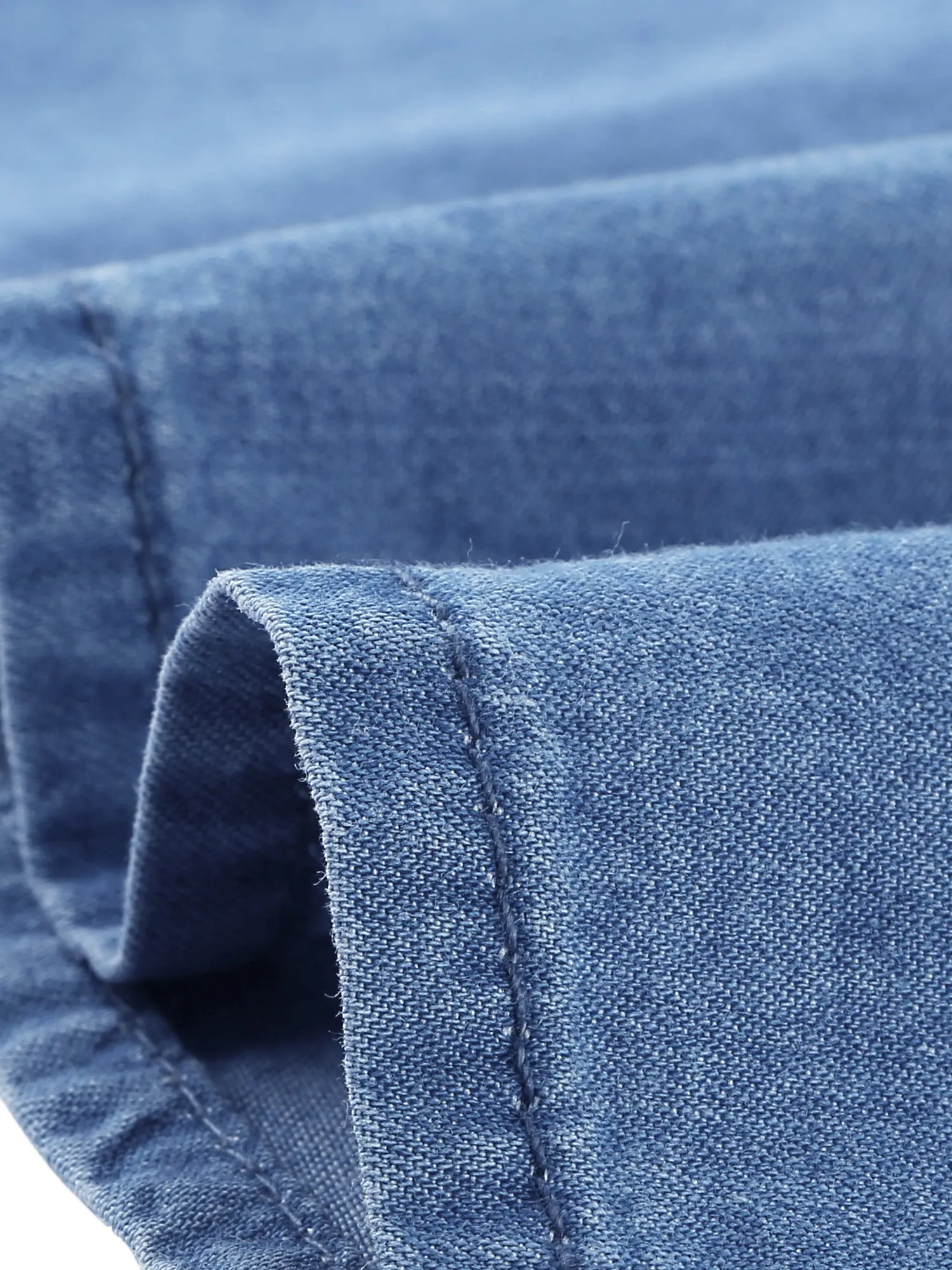 Chambray Tie Waist Summer Casual Button Down Denim Dress