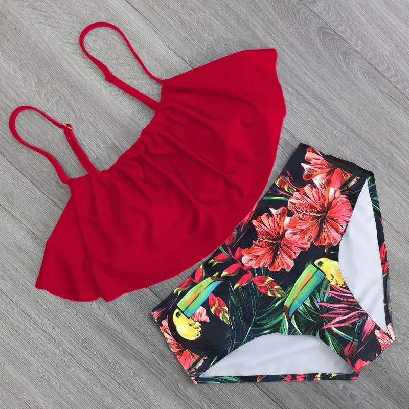 Cute Bikinis Women Swimwear High Waist Hula Honey Swimwear