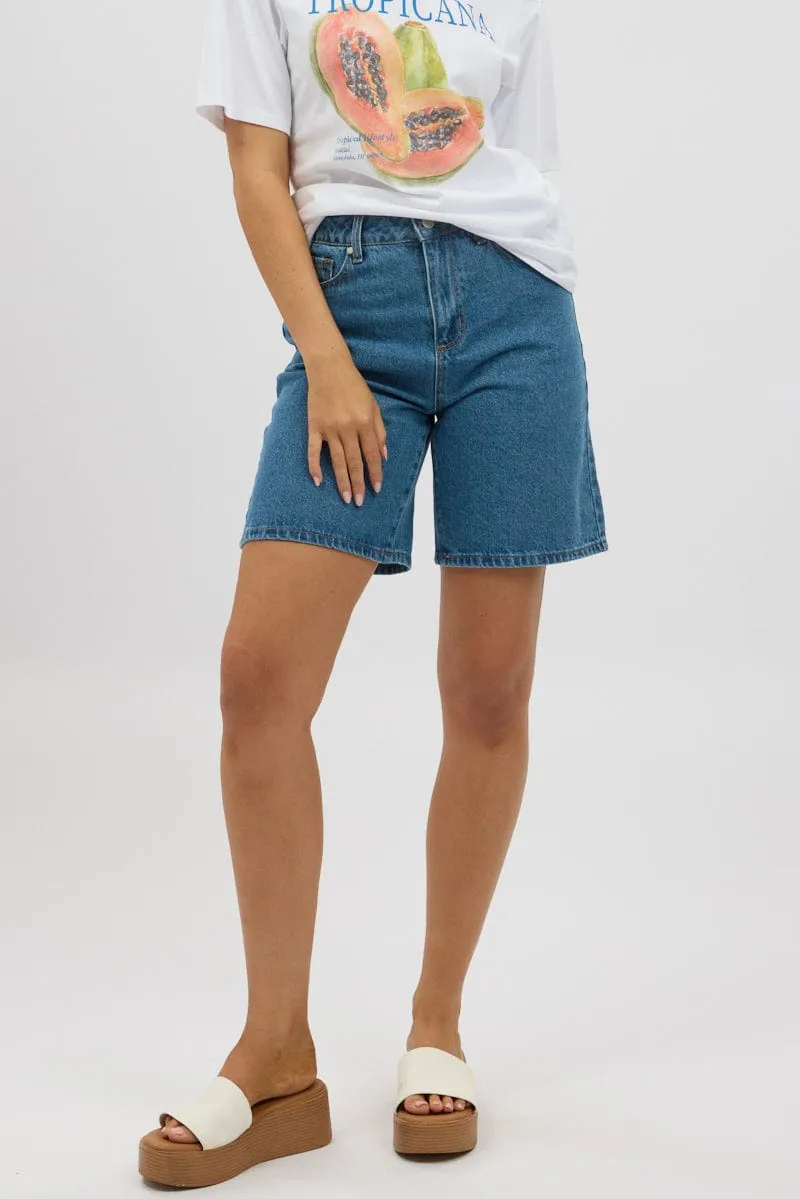 Denim Bermuda Jorts Mid Rise