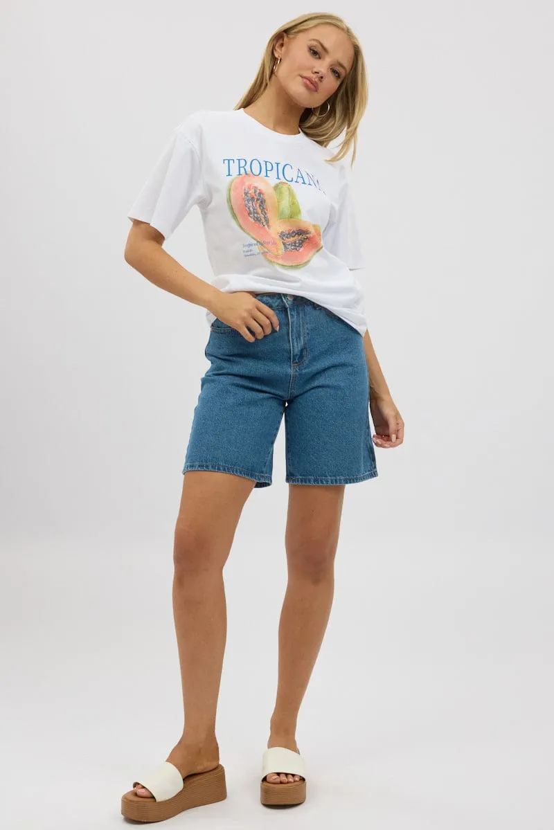 Denim Bermuda Jorts Mid Rise