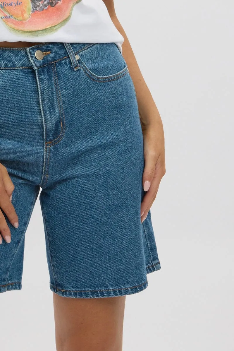 Denim Bermuda Jorts Mid Rise