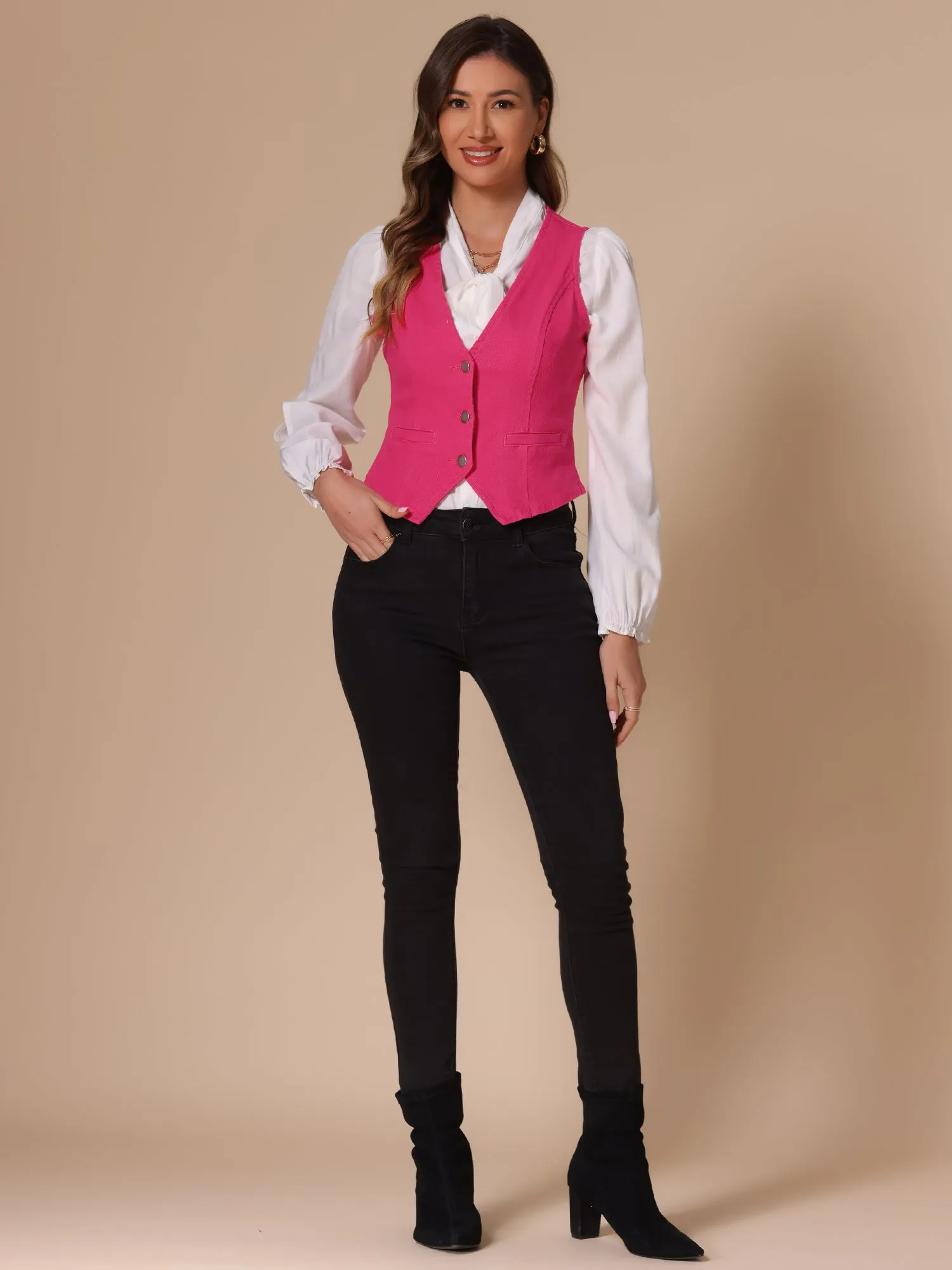 Denim Jakcet Sleeveless V Neck Button Down Casual Jean Waistcoat Vest