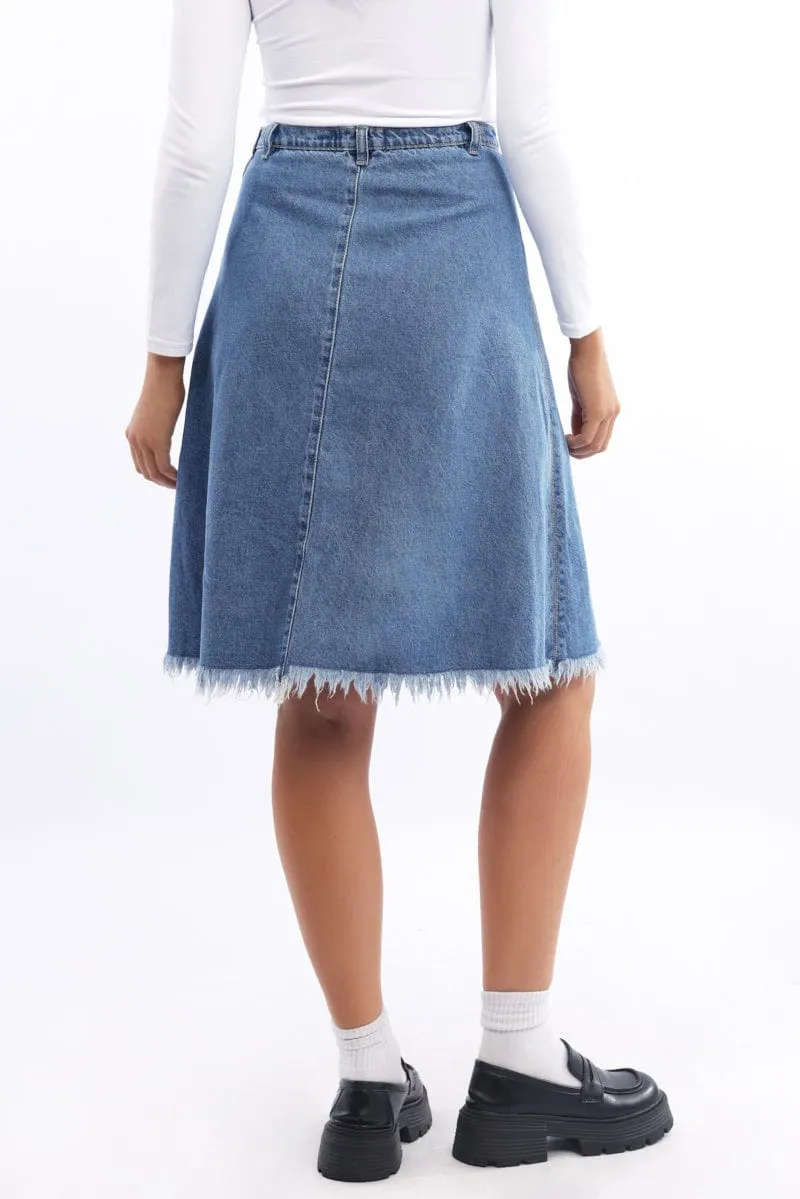 Denim Midi Denim Skirt