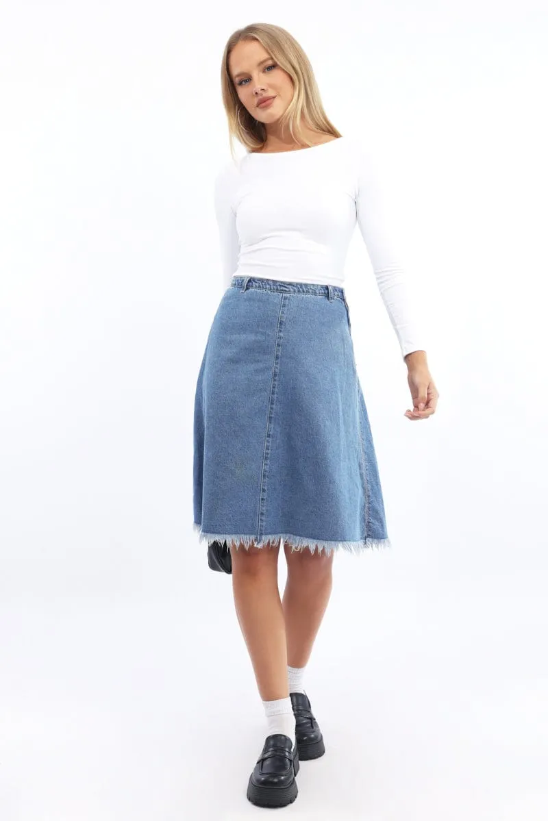 Denim Midi Denim Skirt
