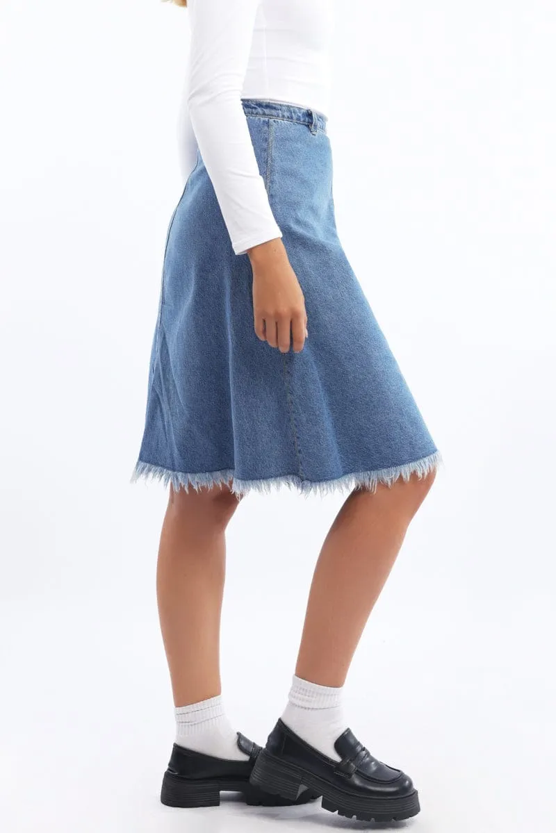 Denim Midi Denim Skirt