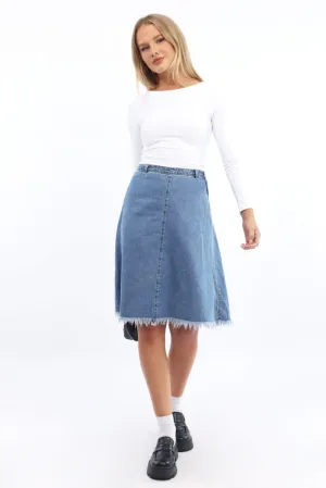Denim Midi Denim Skirt