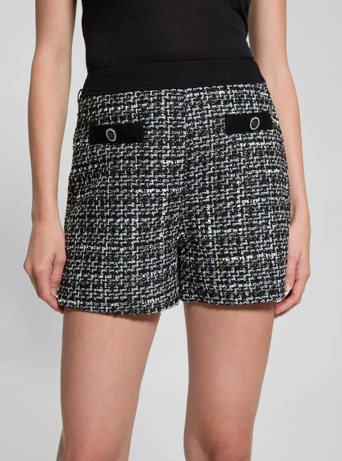 Eco Grey Yvonne Mix Denim Tweed Shorts