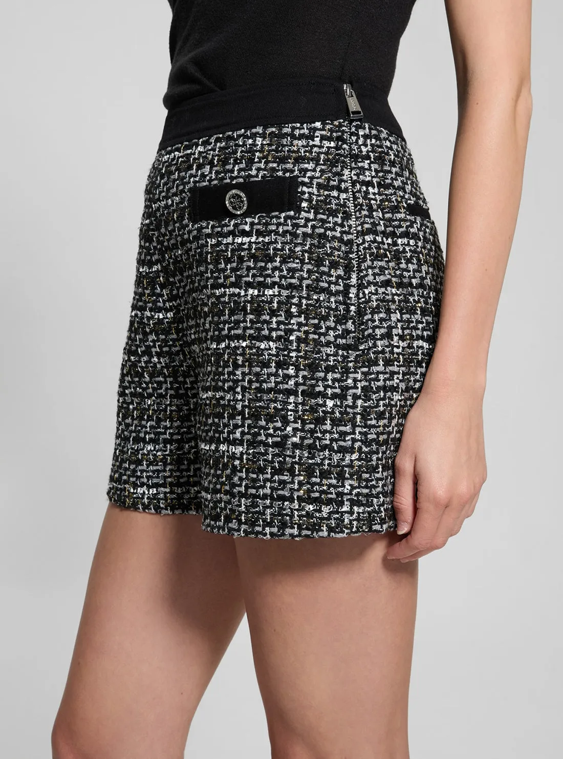 Eco Grey Yvonne Mix Denim Tweed Shorts