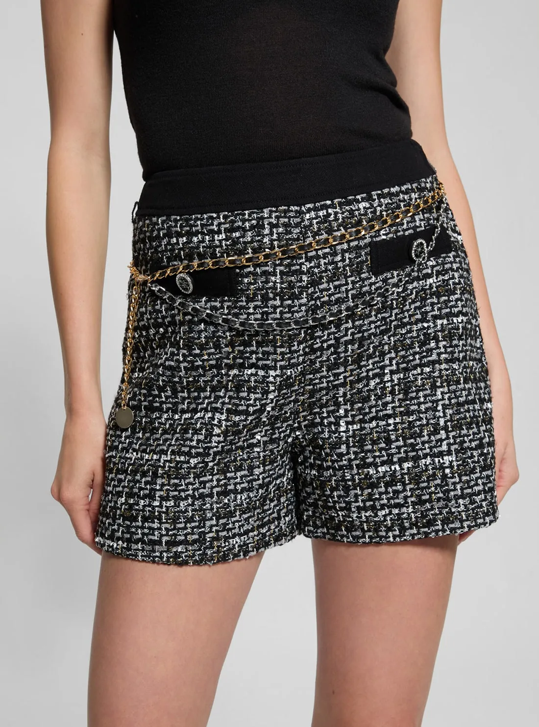 Eco Grey Yvonne Mix Denim Tweed Shorts