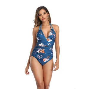European and American sexy slim high waist one-piece swimsuit
