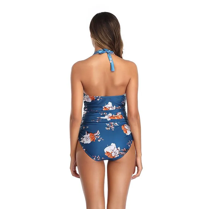 European and American sexy slim high waist one-piece swimsuit