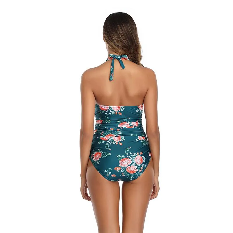 European and American sexy slim high waist one-piece swimsuit
