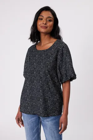 Gloss by Shine On Winslet Puff Sleeve Top Midnight Spot Print