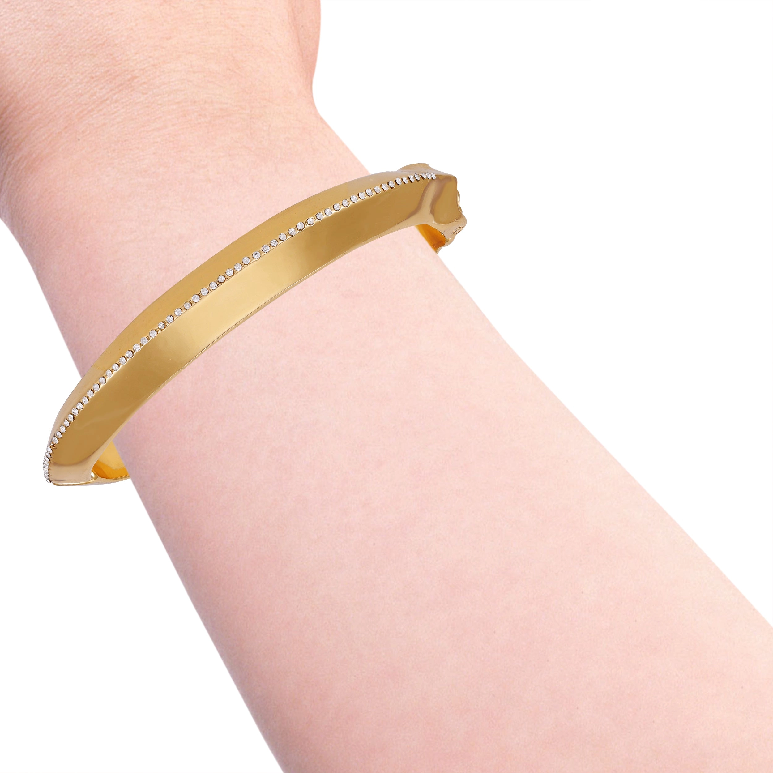 Goldtone Crystal Stone Hinge Bracelet