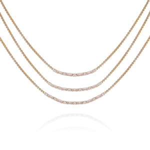 Goldtone Crystal Stone Multi Layered Necklace