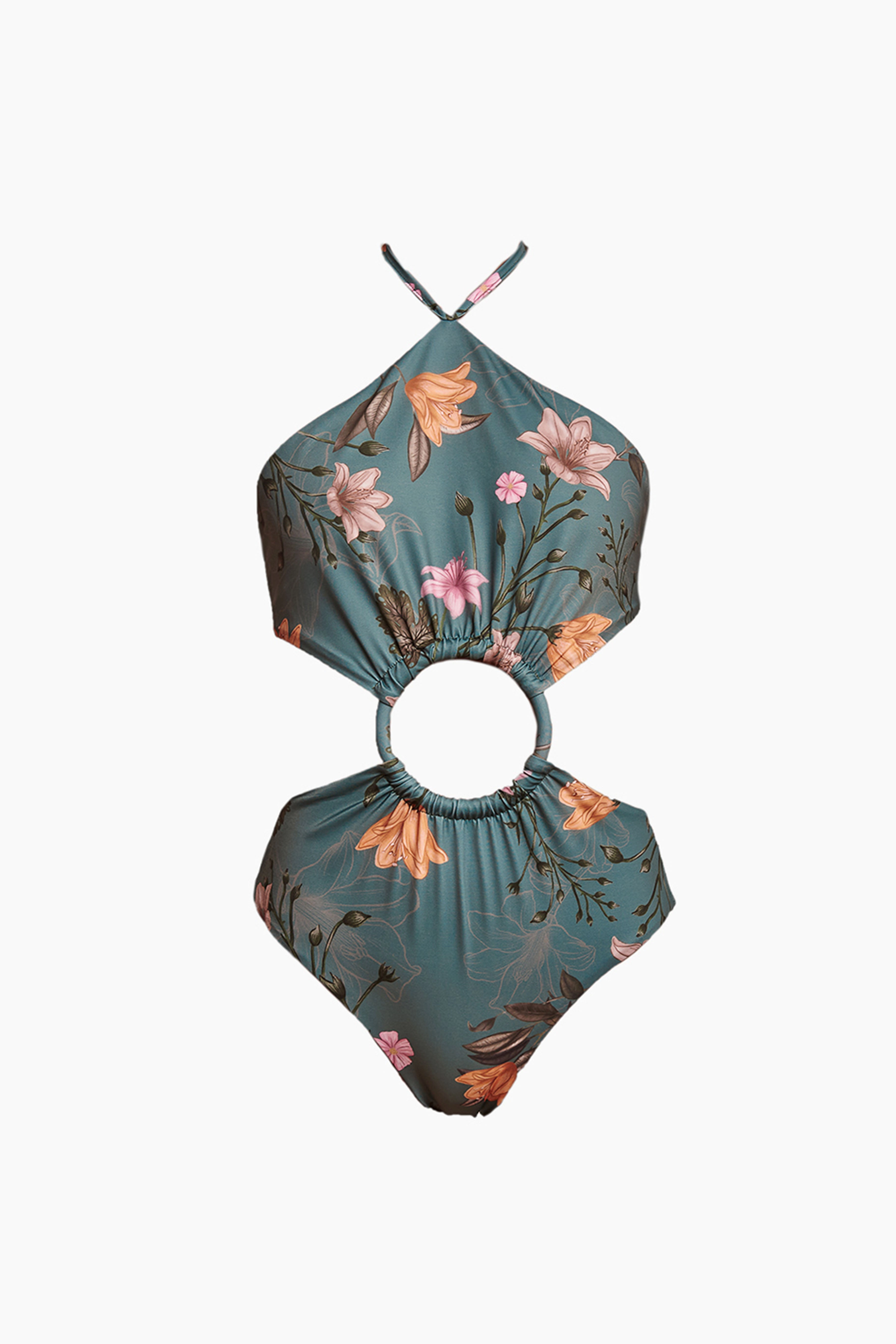 Green Flower Cut-out One-piece