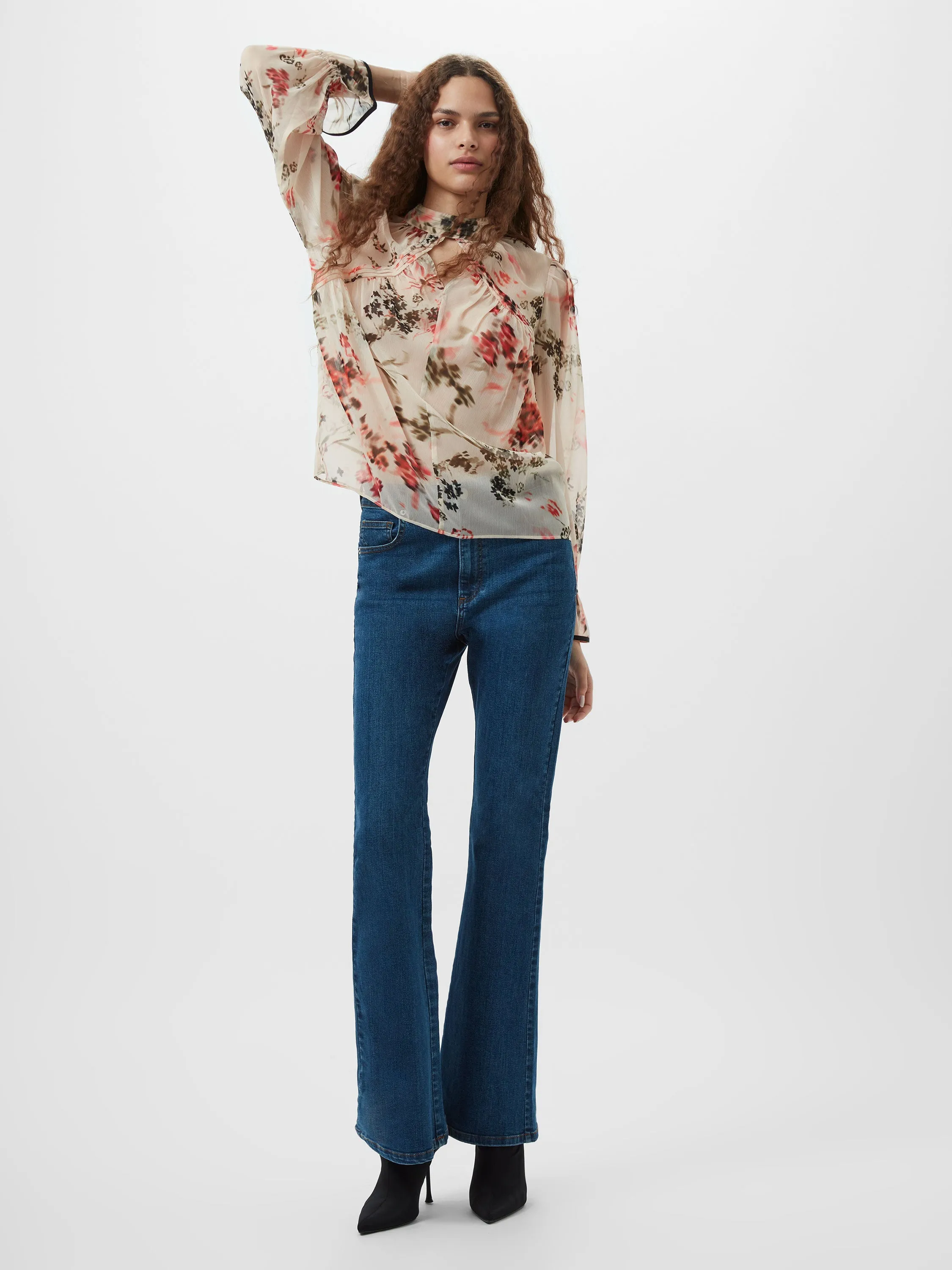 Hallie Crinkle Contrast Floral Top