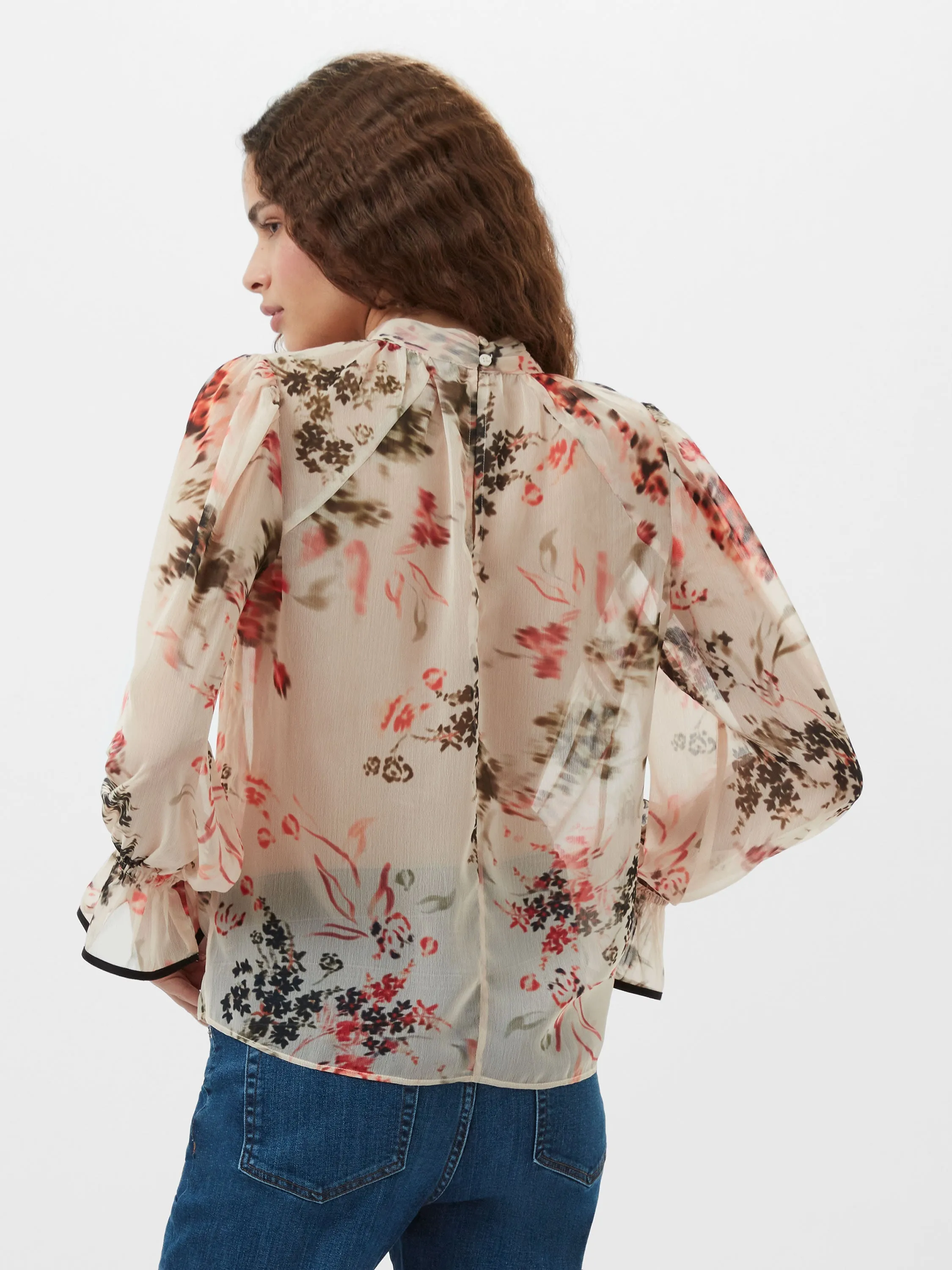 Hallie Crinkle Contrast Floral Top