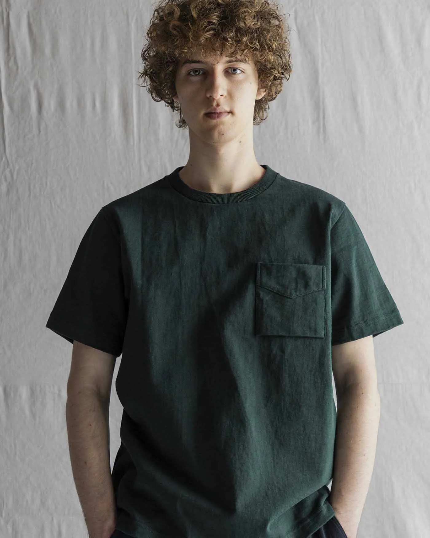 Jackman Dotsume Pocket Tee - Dark Ivy