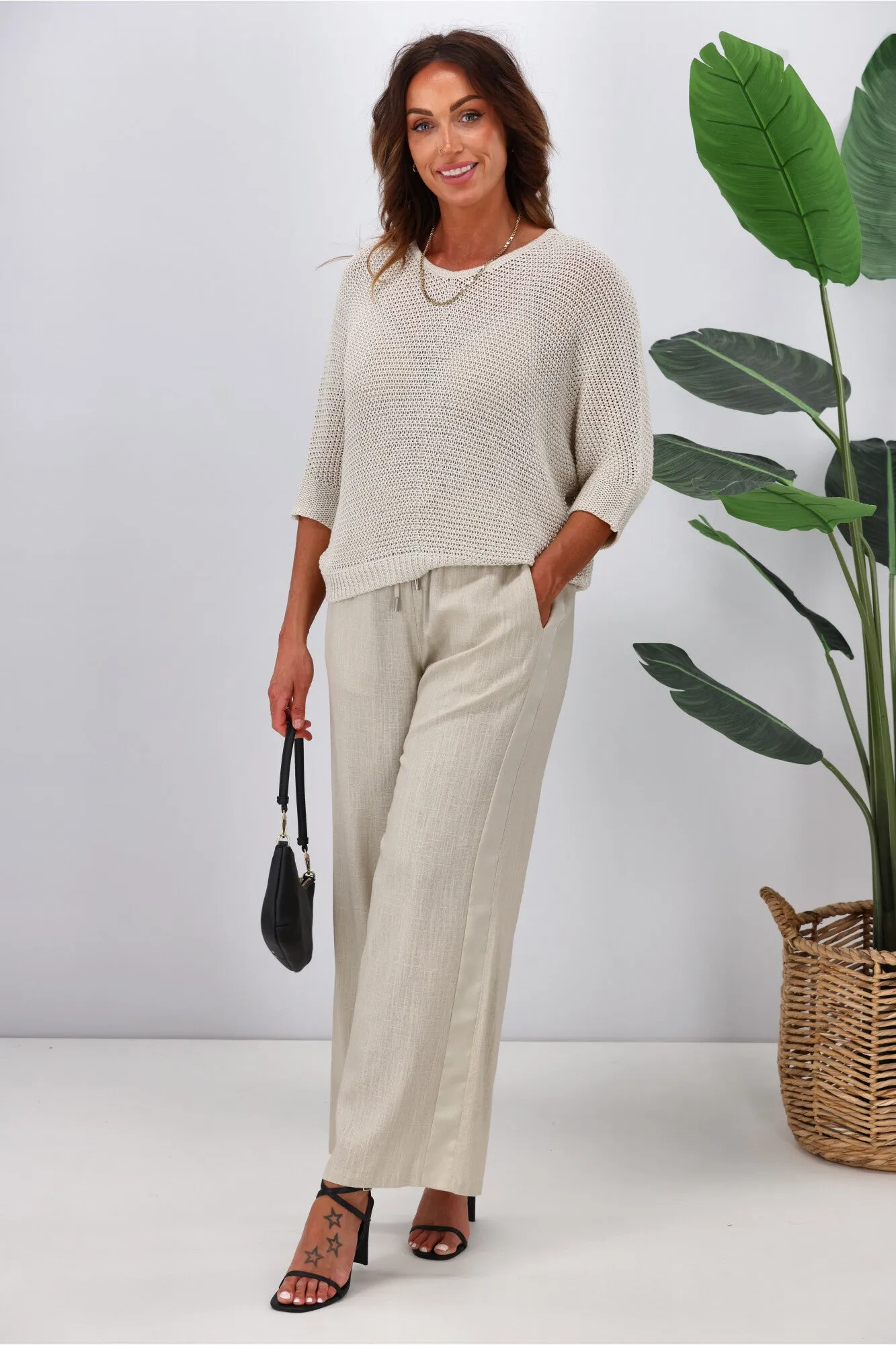 Jane James Lila Lurex Knit Top Natural