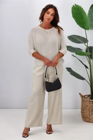 Jane James Lila Lurex Knit Top Natural