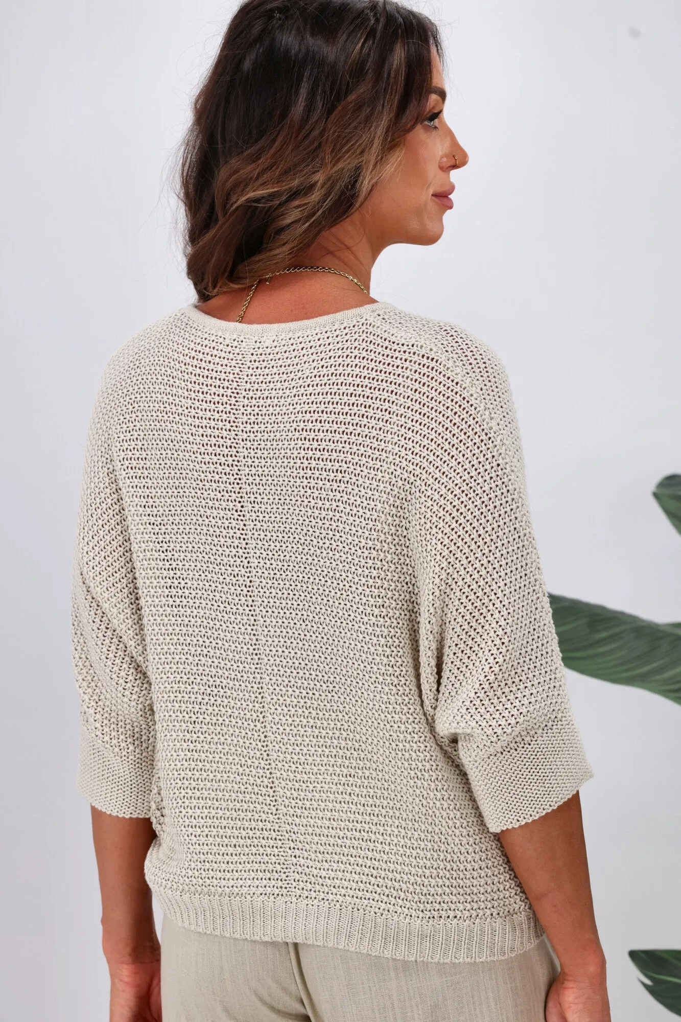 Jane James Lila Lurex Knit Top Natural