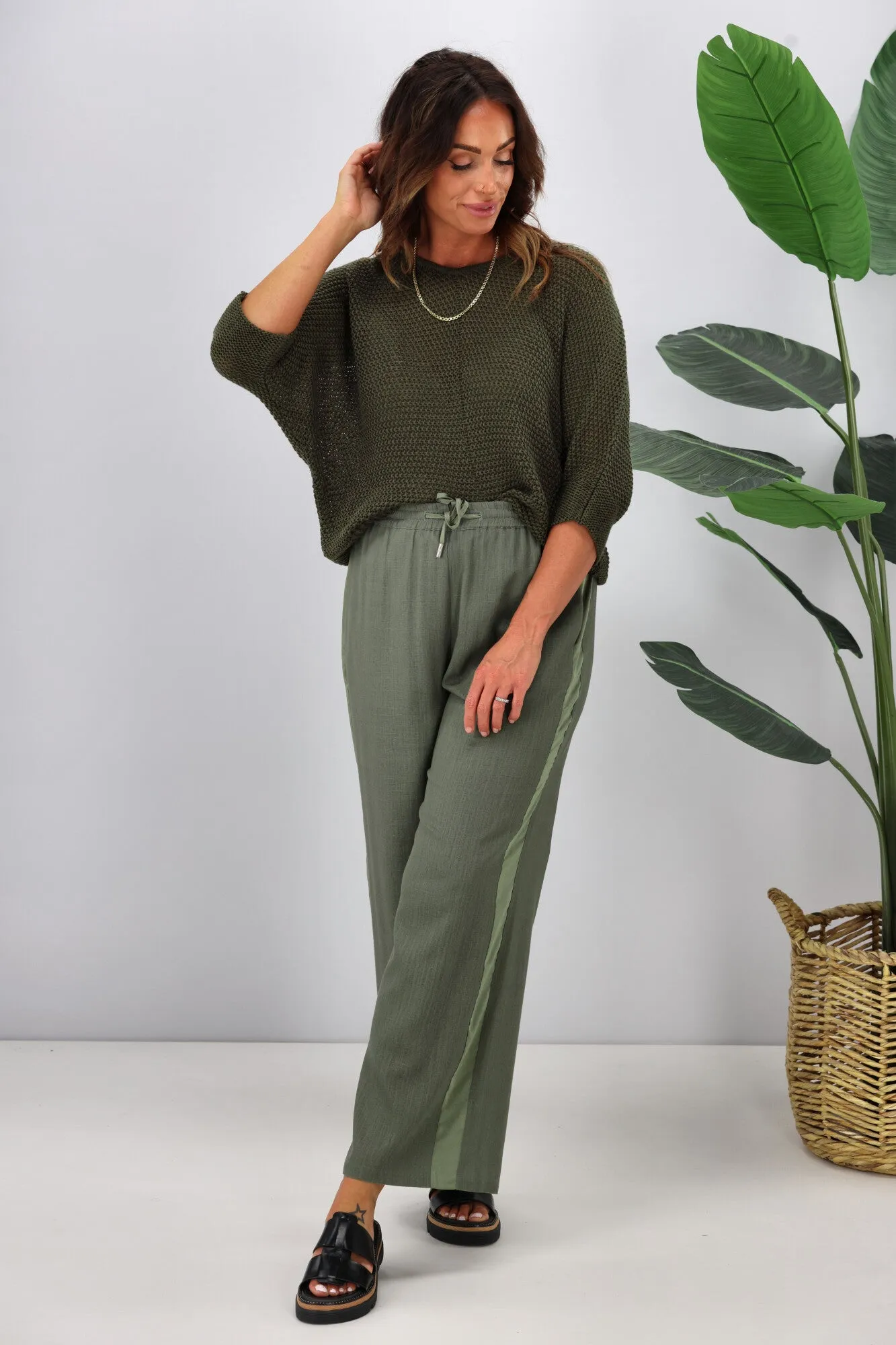 Jane James Lila Lurex Knit Top Olive