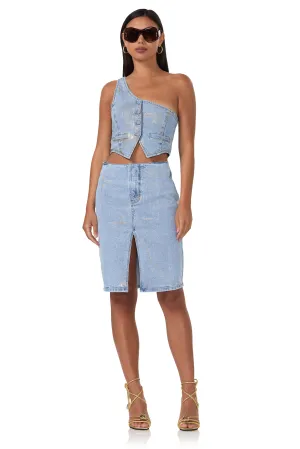 Nicolette Denim Skirt - Gold Metallic