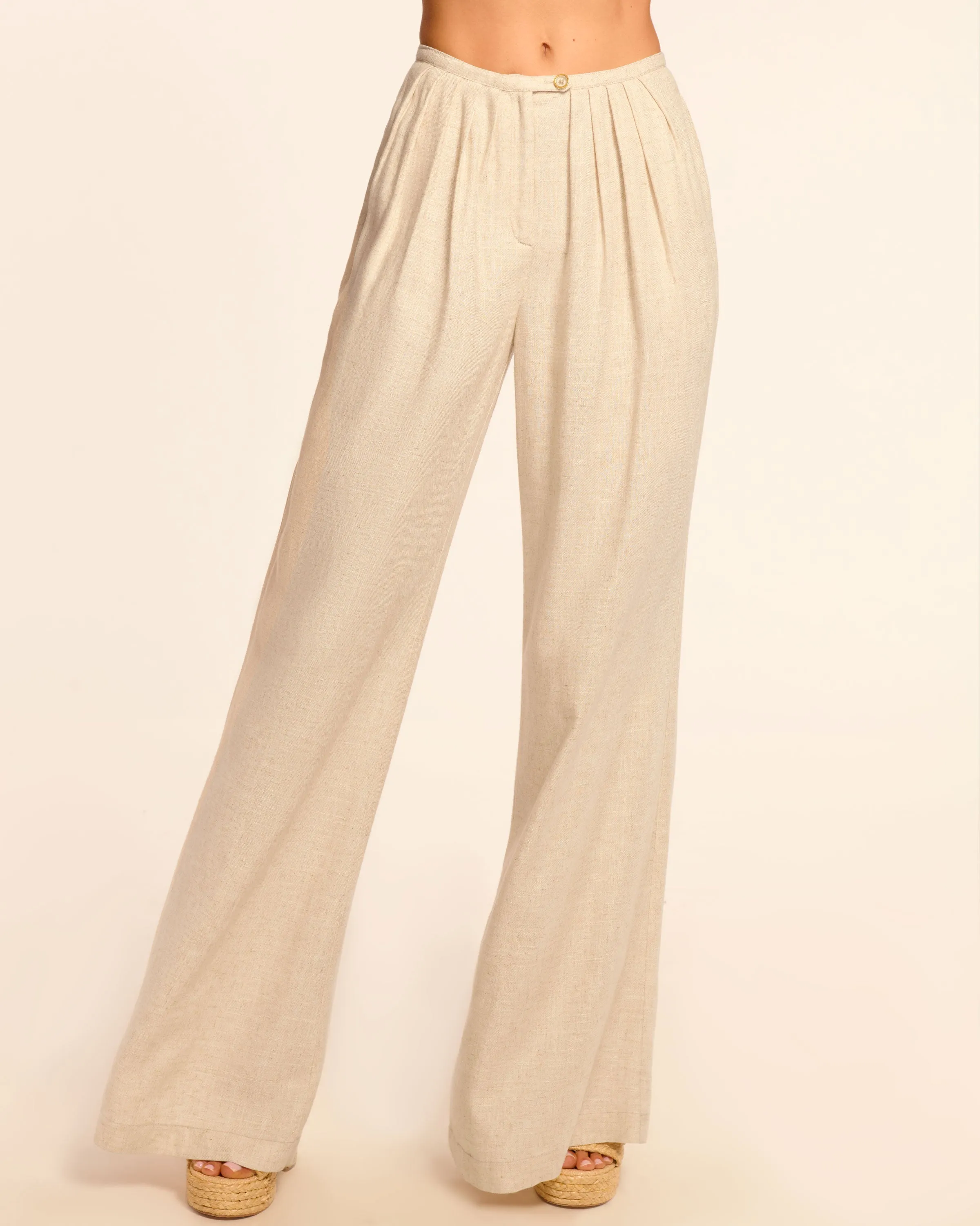 Paloma Linen Pleated Wide Leg Pant