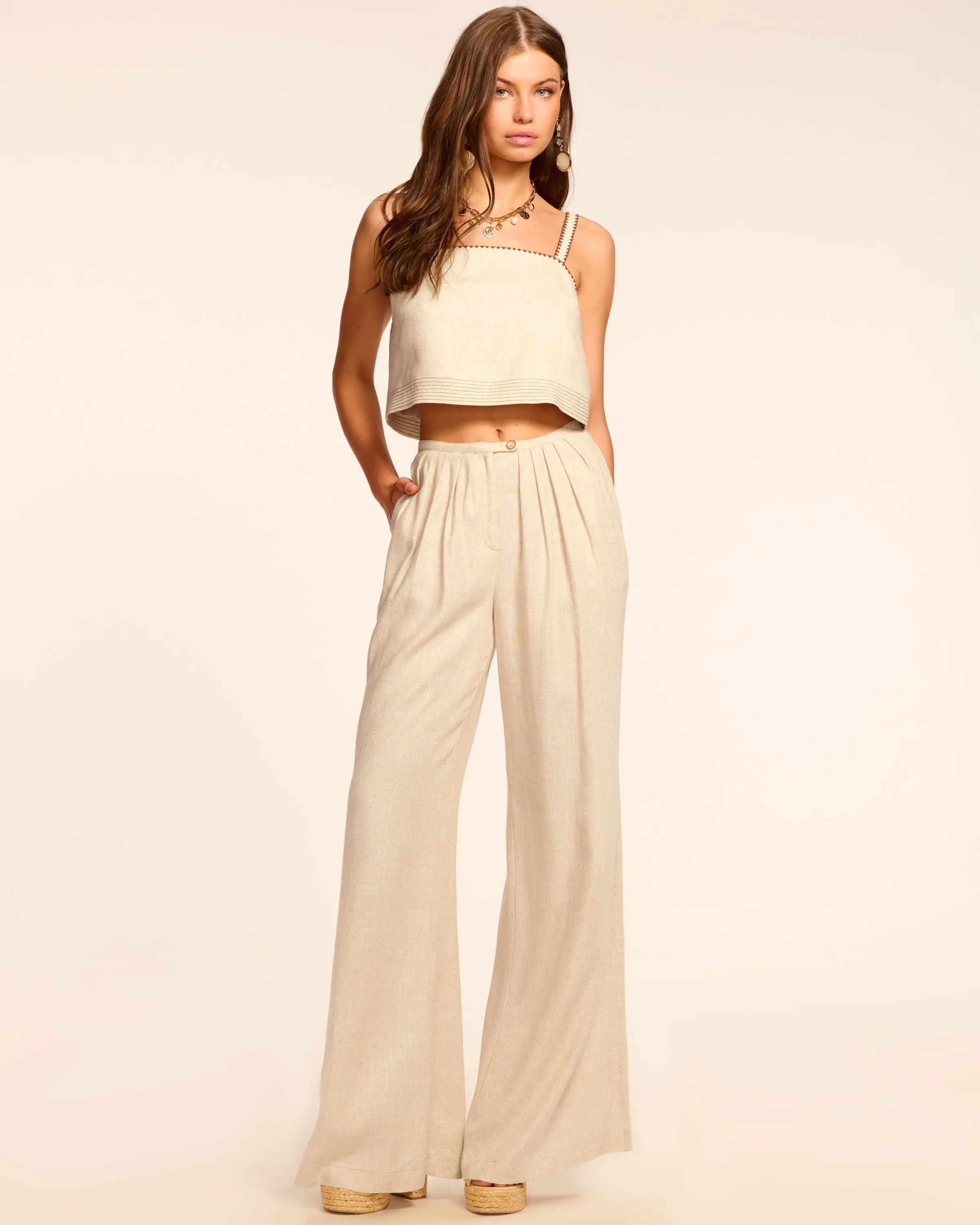 Paloma Linen Pleated Wide Leg Pant