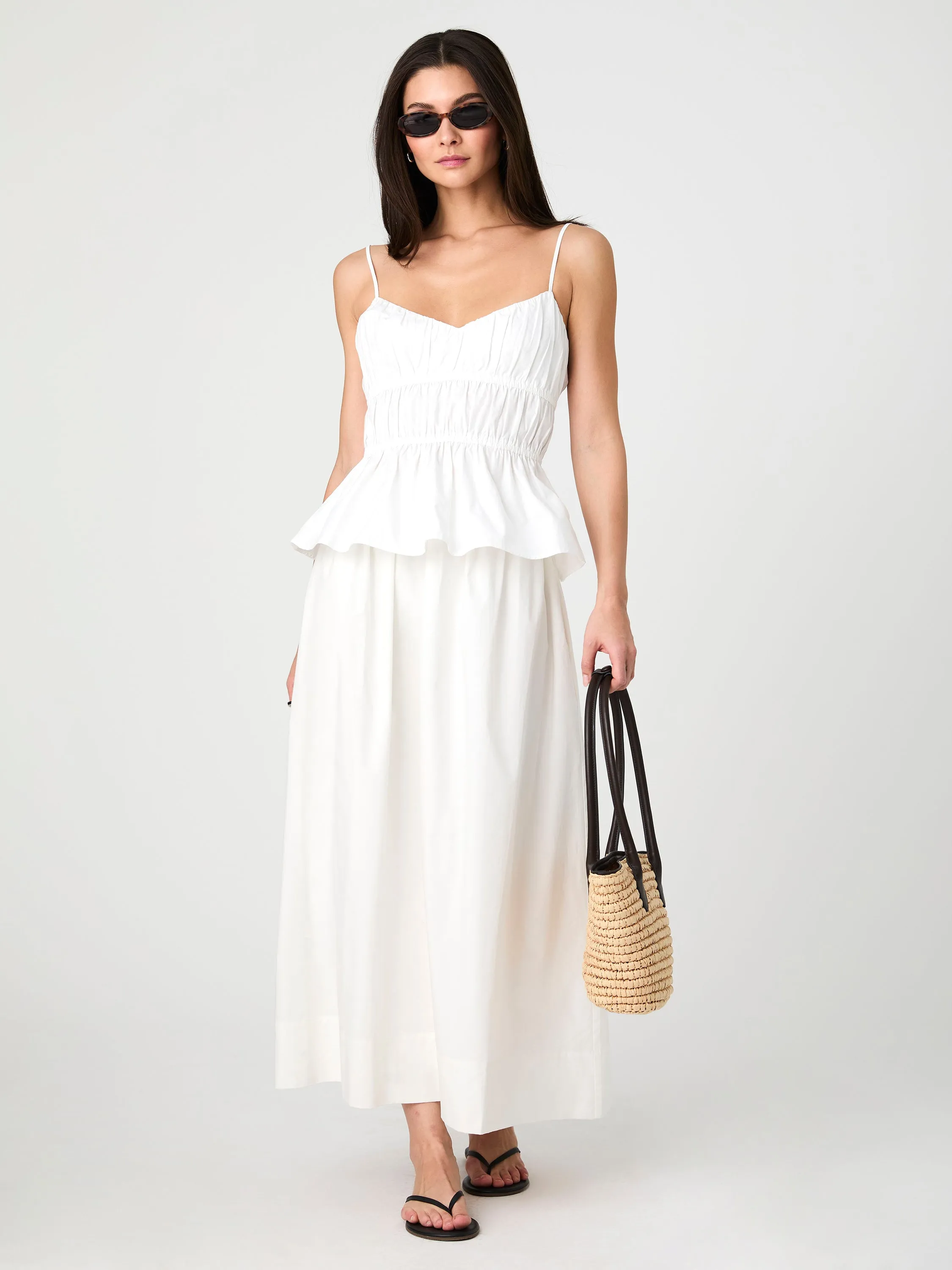 Poplin Strappy Peplum Top