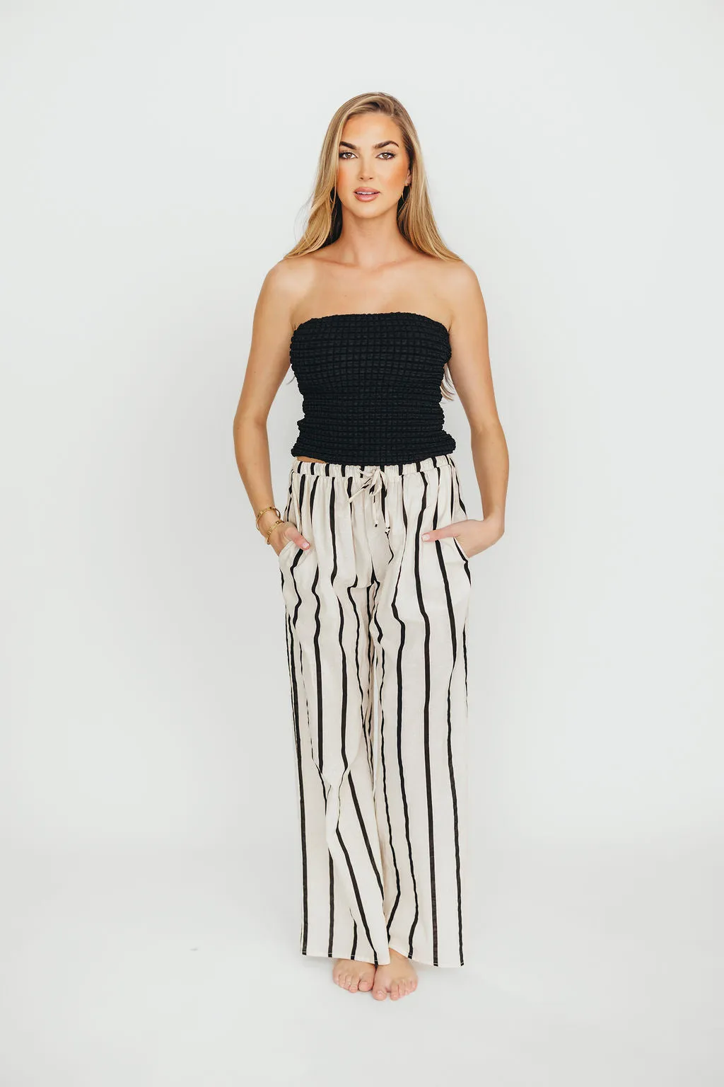 Poppy Textured Tube Top in Black