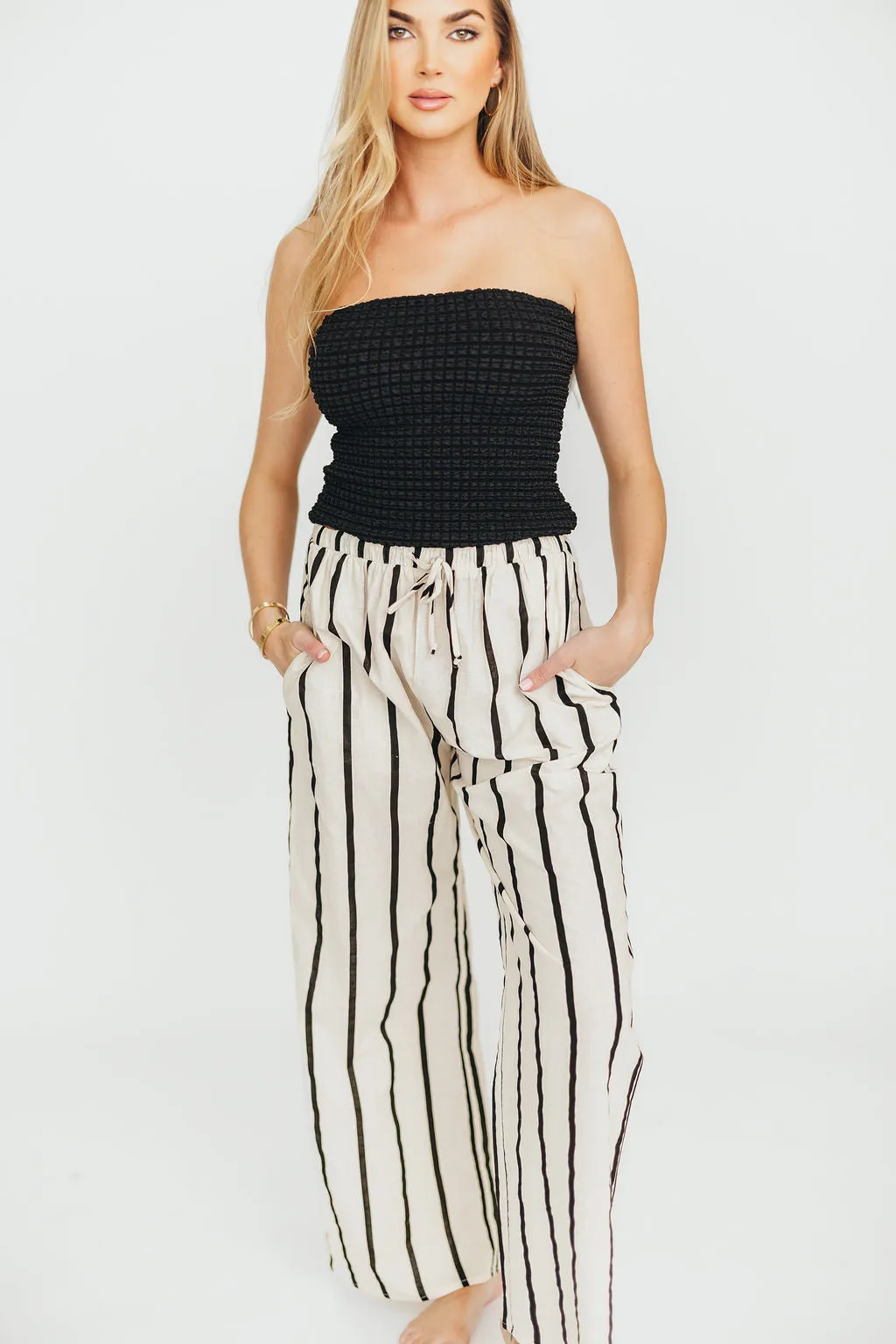 Poppy Textured Tube Top in Black